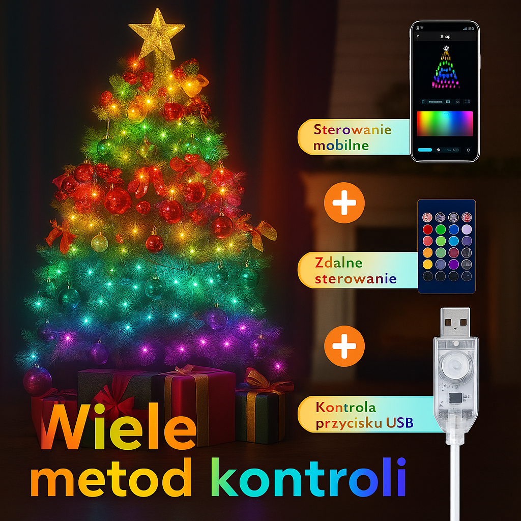 Lampki SmartLights™ – steruj magią świąt pilotem lub telefonem